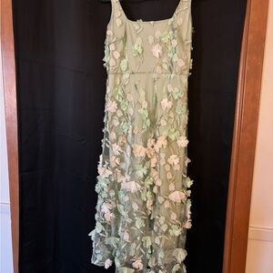 Lulu's Green and Cream Floral Dress